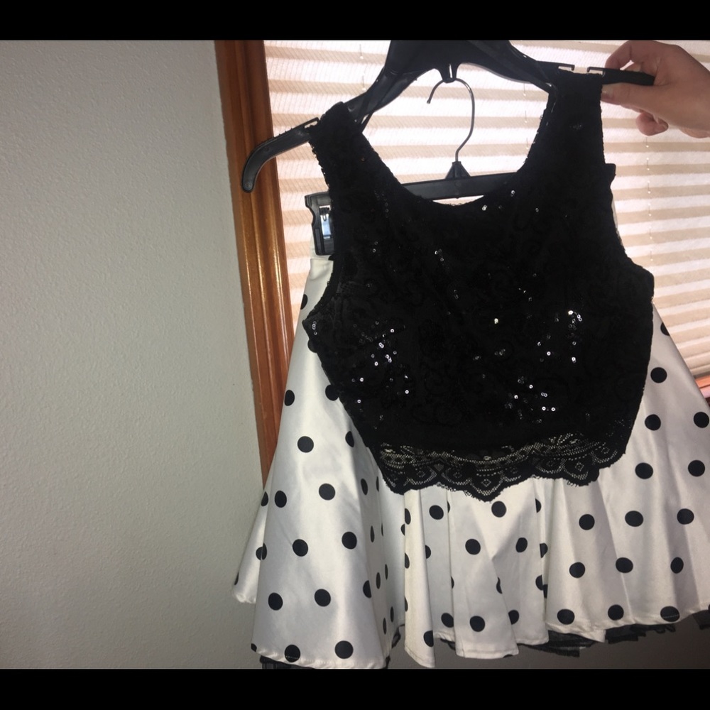 Two piece sequin polka dot dress
